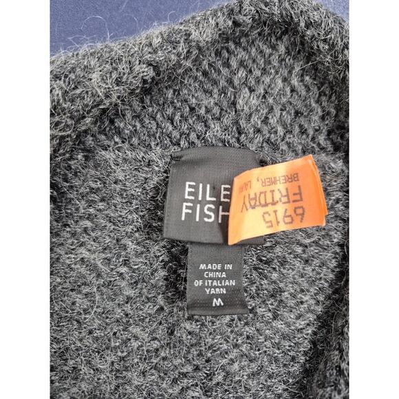 Eileen Fisher Charcoal Gray Twist front Italian Wool sweater Sz M - Picture 7 of 7